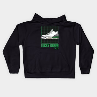 AJ 3 Retro Lucky Green Sneaker Kids Hoodie